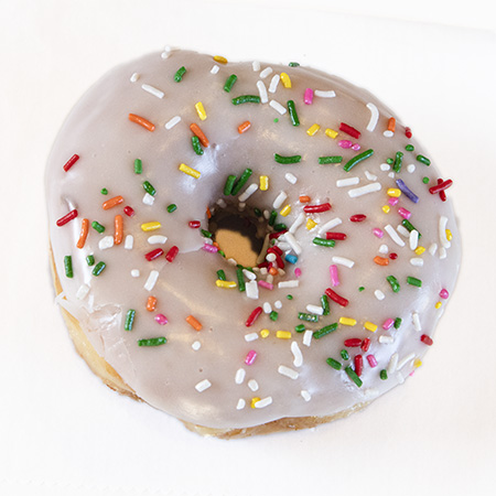 vanilla glazed sprinkles donut